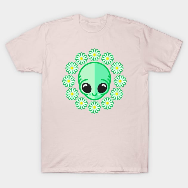 Happy Alien Daisy T-Shirt by chobopop